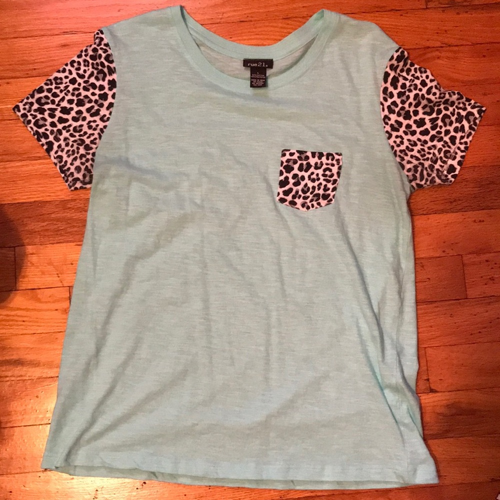 Rue 21 aqua blue and cheetah. Perfect condition!